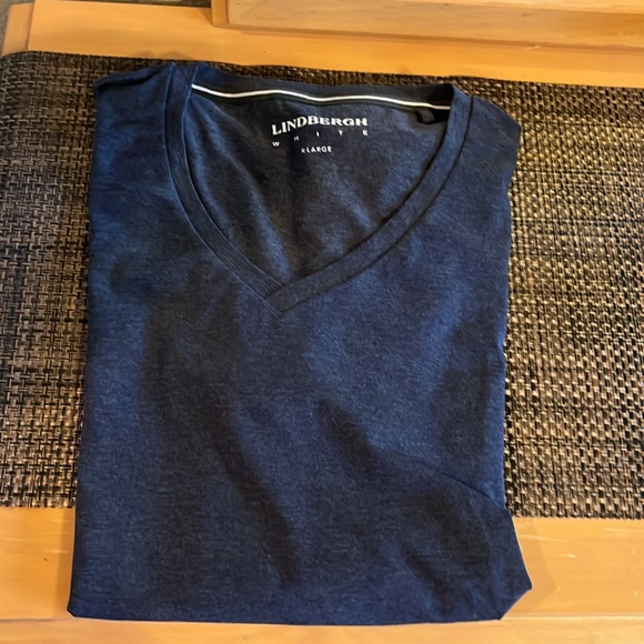 Men’s navy cotton spandex, V-neck T-shirt. NWOT - Picture 6 of 6